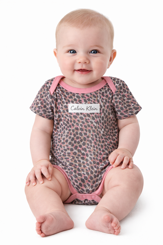 Pink Leopard Calvin Klein onesie 0-3 m