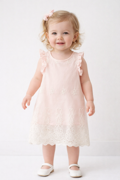 Zara Blush Pink Dress With Lace Overlay