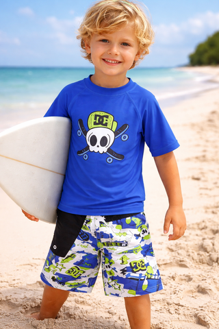 DC Shoes Co Skull Rashie and Boardshort Set size 5