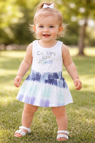 Calvin Klein shimmer pastel logo dress with bloomers size 1