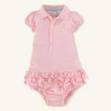 Ralph Lauren short sleeve baby pink dress with pants size 3m